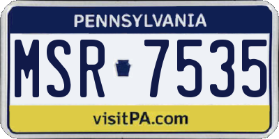 PA license plate MSR7535
