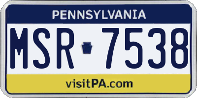PA license plate MSR7538