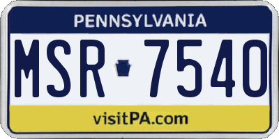 PA license plate MSR7540