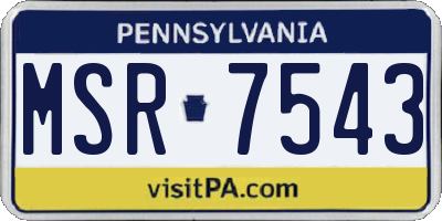 PA license plate MSR7543