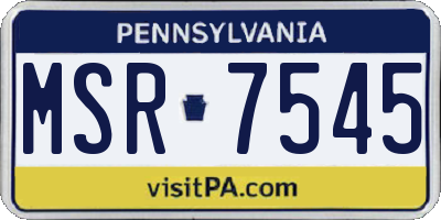 PA license plate MSR7545