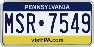 PA license plate MSR7549