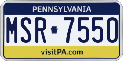 PA license plate MSR7550