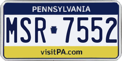PA license plate MSR7552