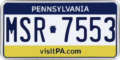 PA license plate MSR7553