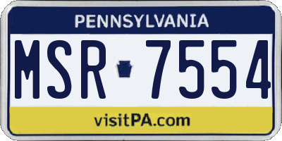 PA license plate MSR7554