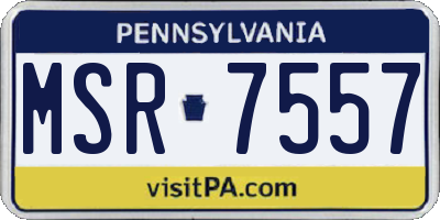 PA license plate MSR7557