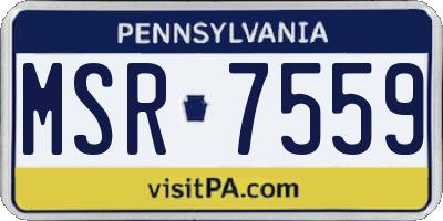 PA license plate MSR7559