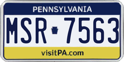 PA license plate MSR7563