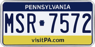 PA license plate MSR7572