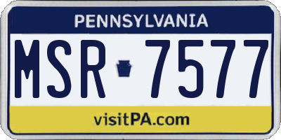 PA license plate MSR7577