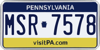 PA license plate MSR7578