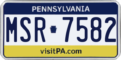 PA license plate MSR7582