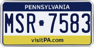 PA license plate MSR7583