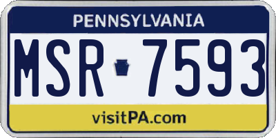 PA license plate MSR7593
