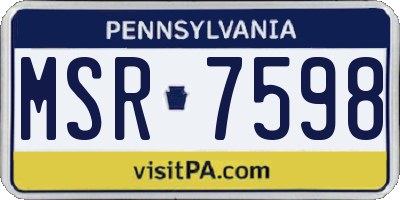 PA license plate MSR7598