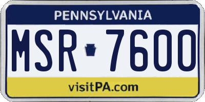 PA license plate MSR7600