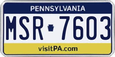 PA license plate MSR7603