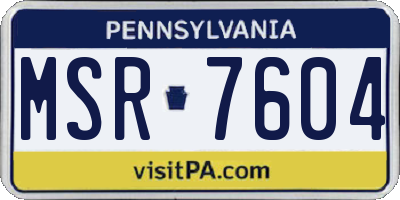 PA license plate MSR7604