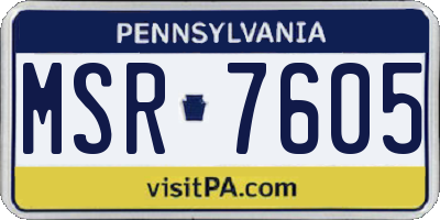 PA license plate MSR7605