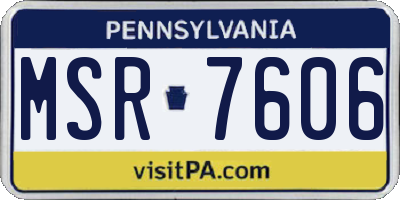 PA license plate MSR7606