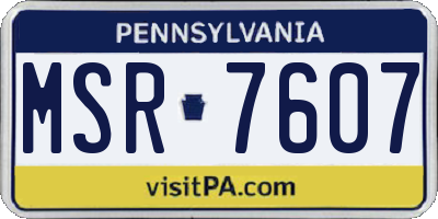 PA license plate MSR7607