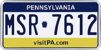 PA license plate MSR7612