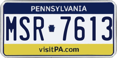 PA license plate MSR7613