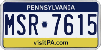 PA license plate MSR7615