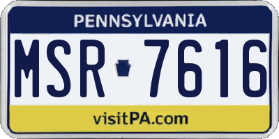 PA license plate MSR7616