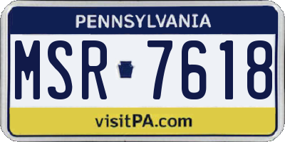 PA license plate MSR7618