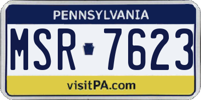 PA license plate MSR7623