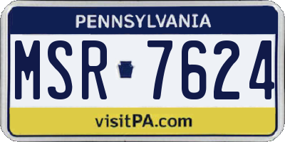 PA license plate MSR7624