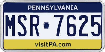 PA license plate MSR7625