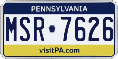 PA license plate MSR7626