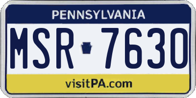 PA license plate MSR7630