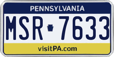 PA license plate MSR7633