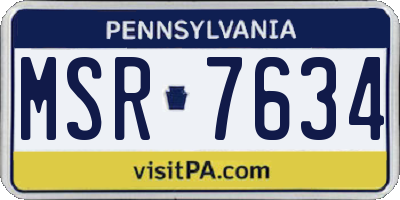 PA license plate MSR7634