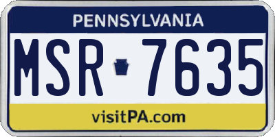PA license plate MSR7635
