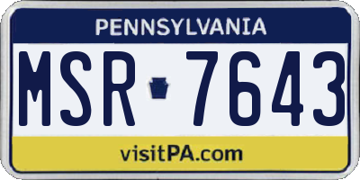 PA license plate MSR7643