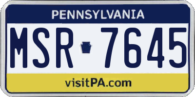 PA license plate MSR7645