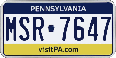 PA license plate MSR7647