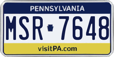 PA license plate MSR7648