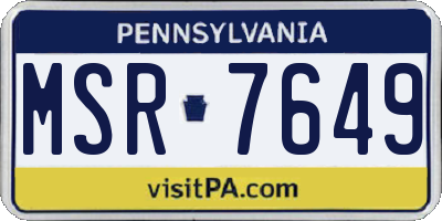 PA license plate MSR7649