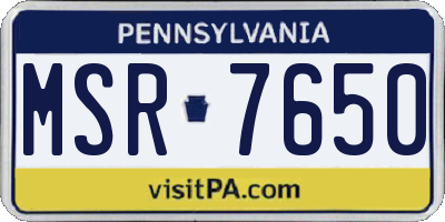 PA license plate MSR7650