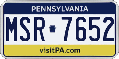 PA license plate MSR7652