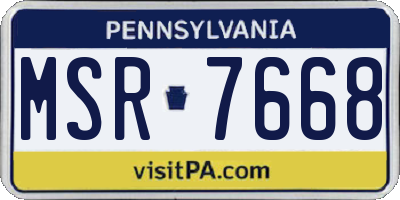PA license plate MSR7668
