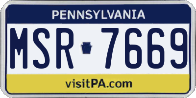 PA license plate MSR7669