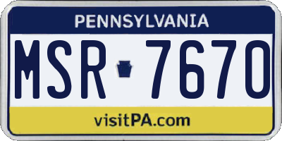 PA license plate MSR7670