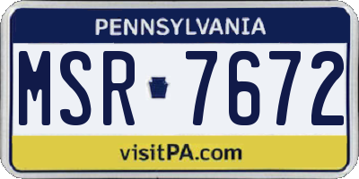 PA license plate MSR7672